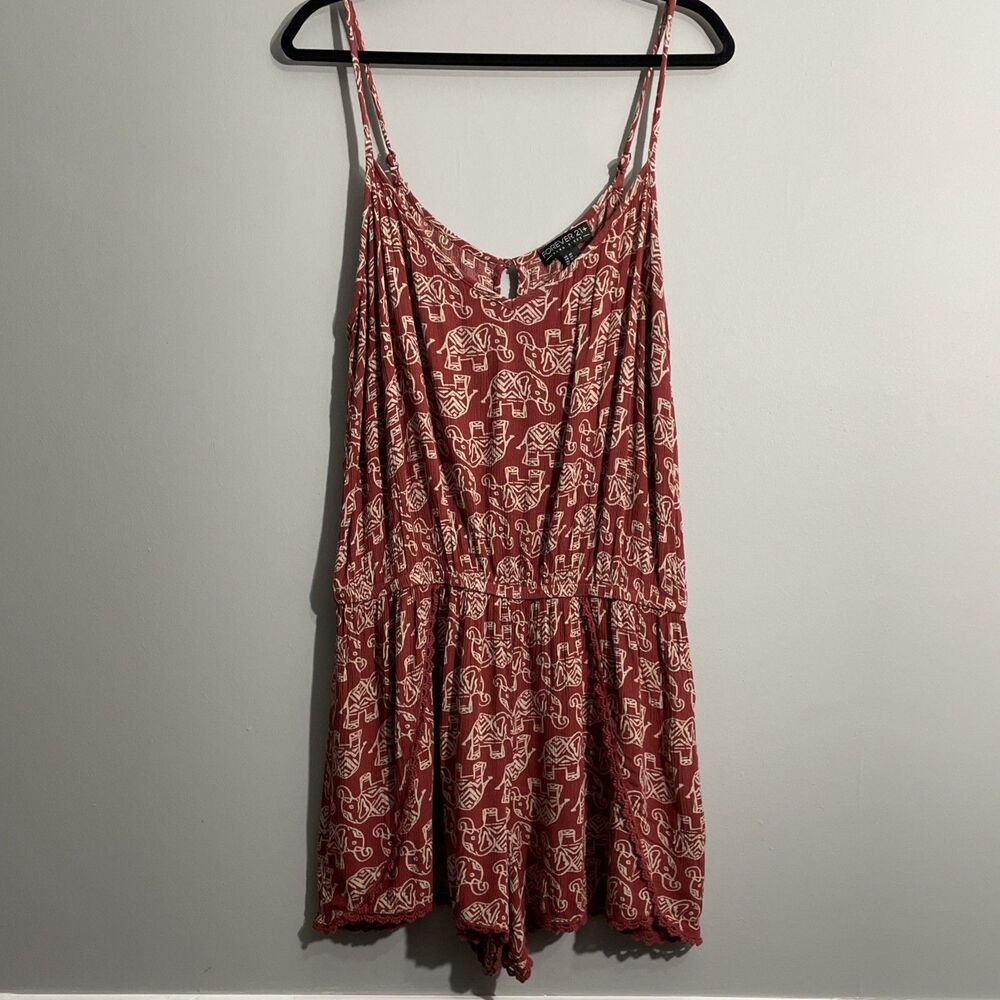 Forever 21 Plus Size XL Romper – Red Elephant Tribal Print | Summer Boho
